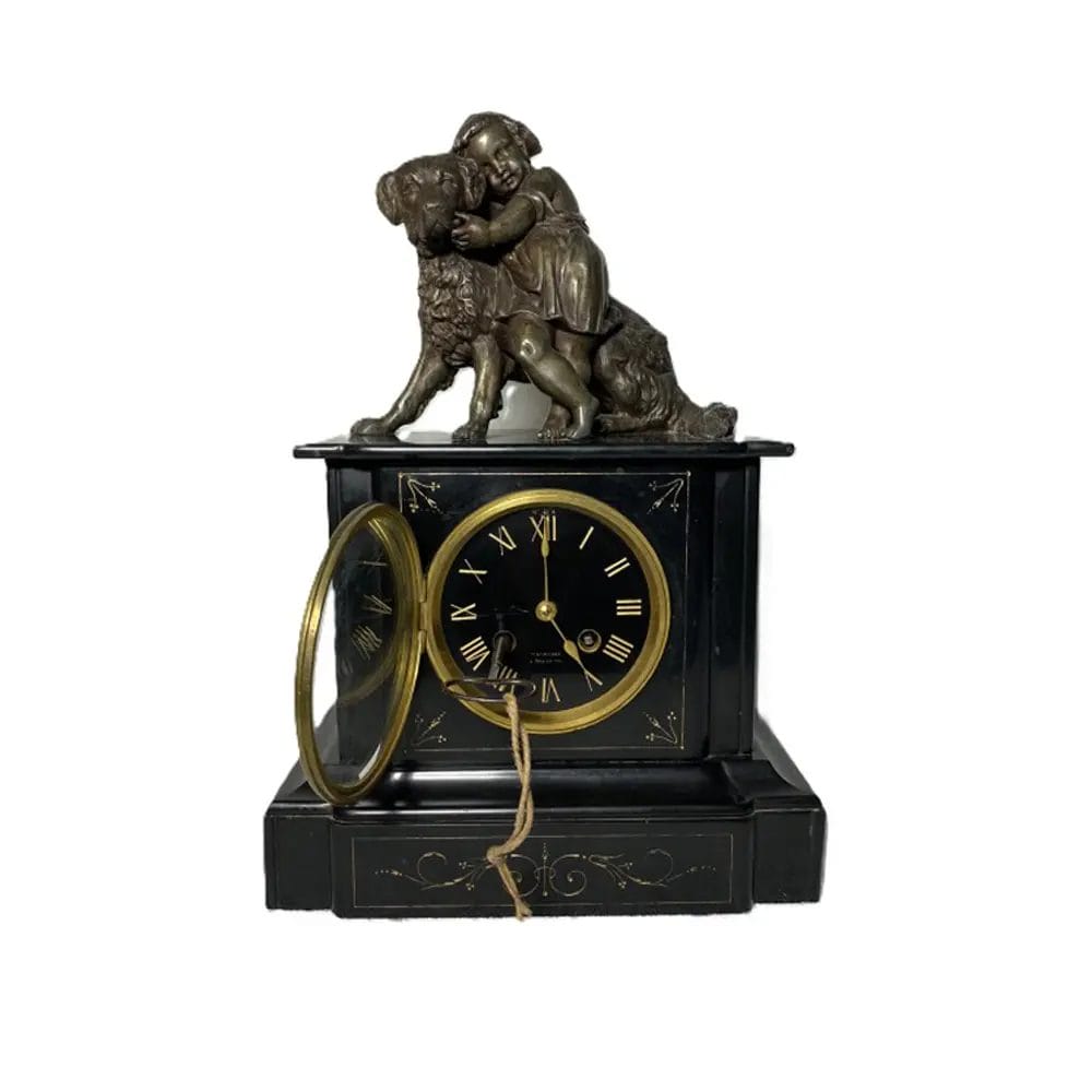 Victorian Ebonized Allegorical Mantel Clock