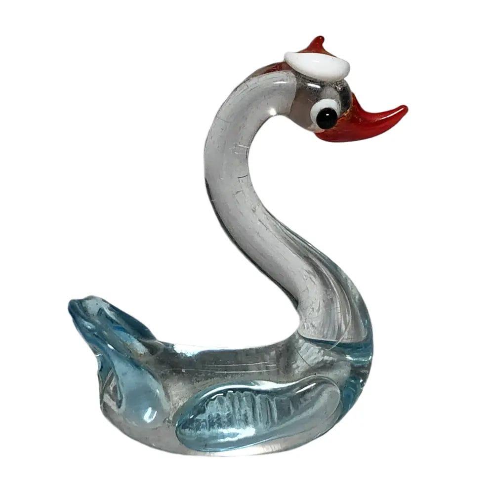 Murano Style Blue Glass Swan Figurine