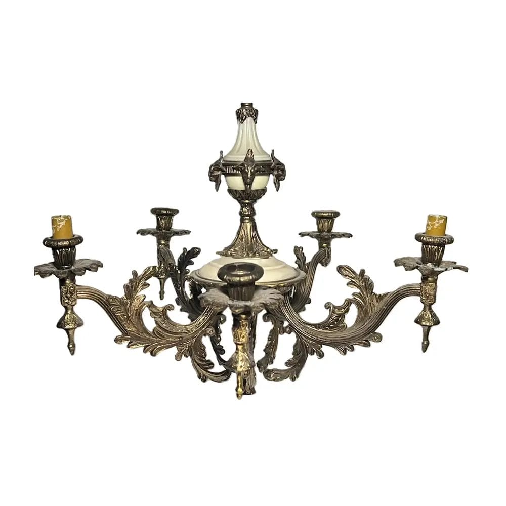 Antique French Rococo Spelter Chandelier